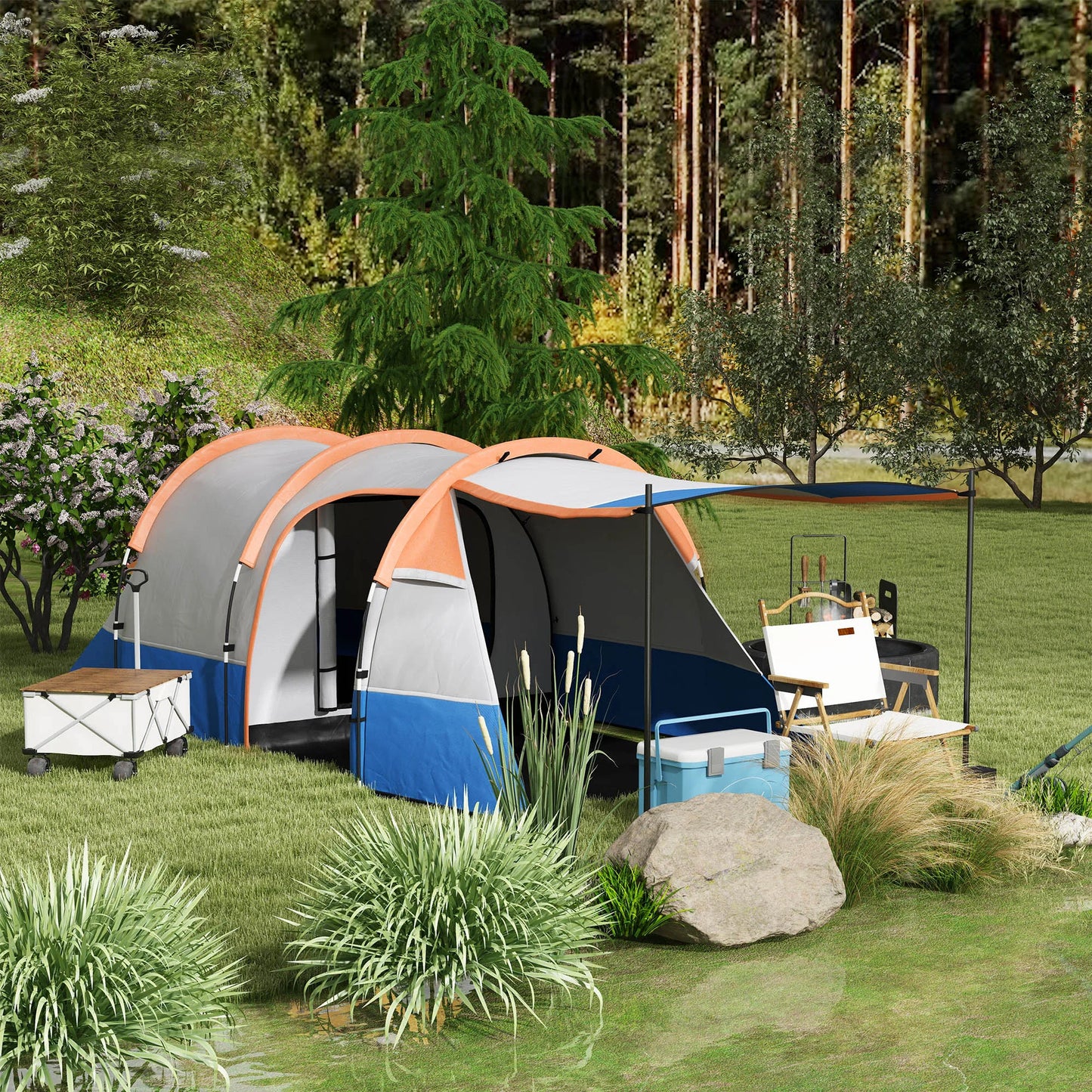Tent – Kampeertent – Familie Tent – Weekendtent – Waterdicht Polyester – 420x200x150 cm – Glasfiberstokken
