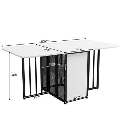 Eettafel – Eettafel Modern – Eettafel Compact – Praktische Eettafel – Stevige Constructie – Eenvoudige Montage - 160 x 70 x 75 cm - Wit