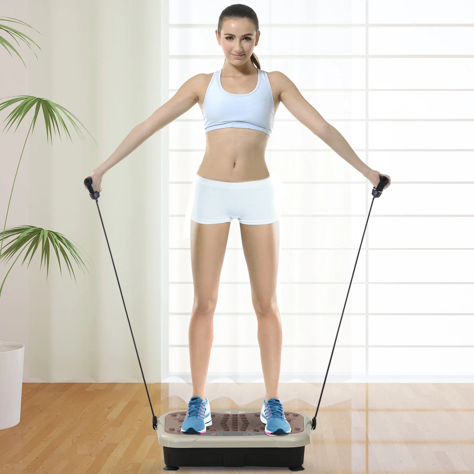 Trilplaat Fitness - Trilplaat - 99 Snelheden - LED Display - 120 kg - 200W - Inclusief Weerstandsbanden -  en Afstandsbediening - Voor Spiertraining - en Vetverbranding - 54 x 33 x 14 cm - QUORE