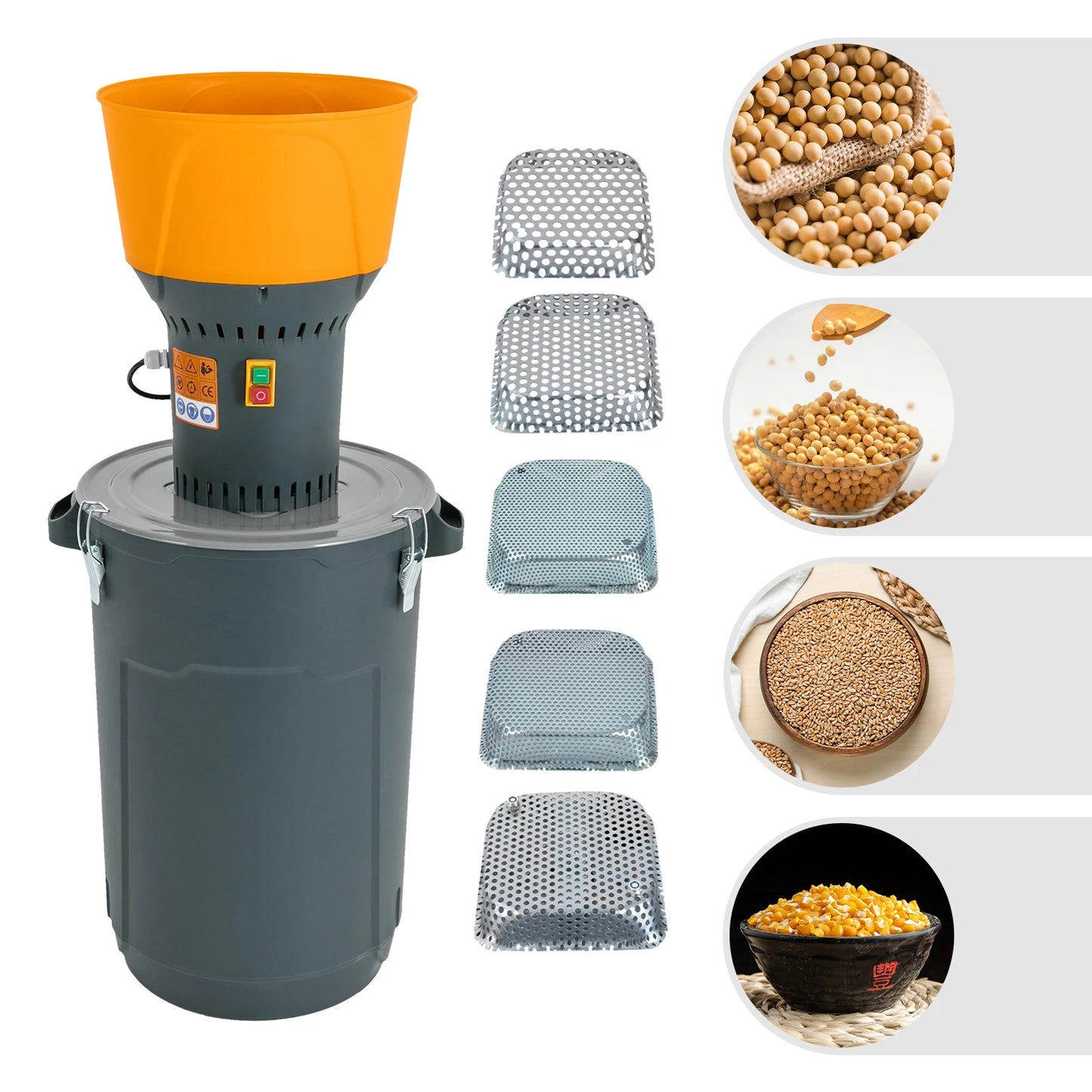 Elektrische Graanmaler – Graanmolen – Korenmolen – Specerijenmolen – Koffiemolen – 1300W Motor – 13,7 Liter Trechter - 1300W - 60L
