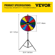 VEVOR Rad van Fortuin - Draairad Met tripod - Draaiwiel met 10 te schrijfvakken- Gezelschapsspel - Ø 60 cm - QUORE