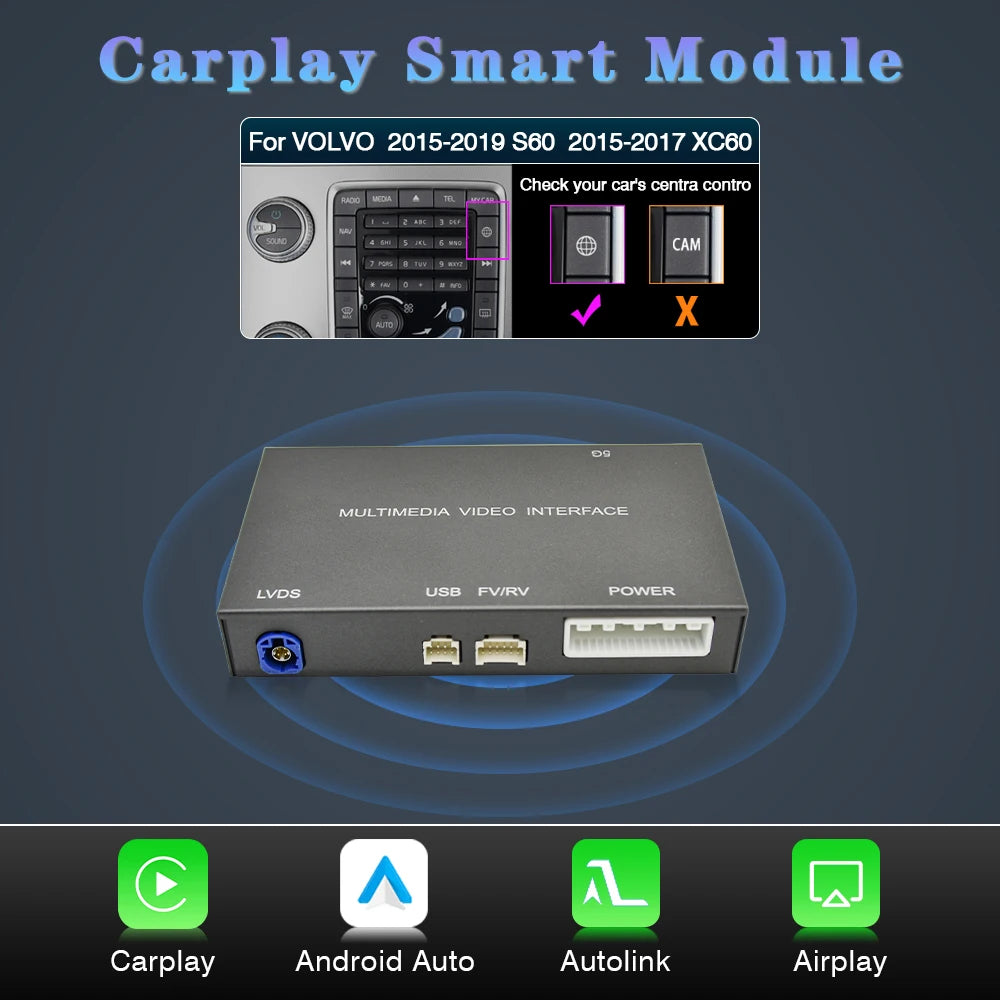Draadloze CarPlay Module – Android Auto Interface – Multimedia Adapter – Smartphone Integratie – Bluetooth Wifi – Camera Ondersteuning – Eenvoudige Installatie – Veilig Navigeren