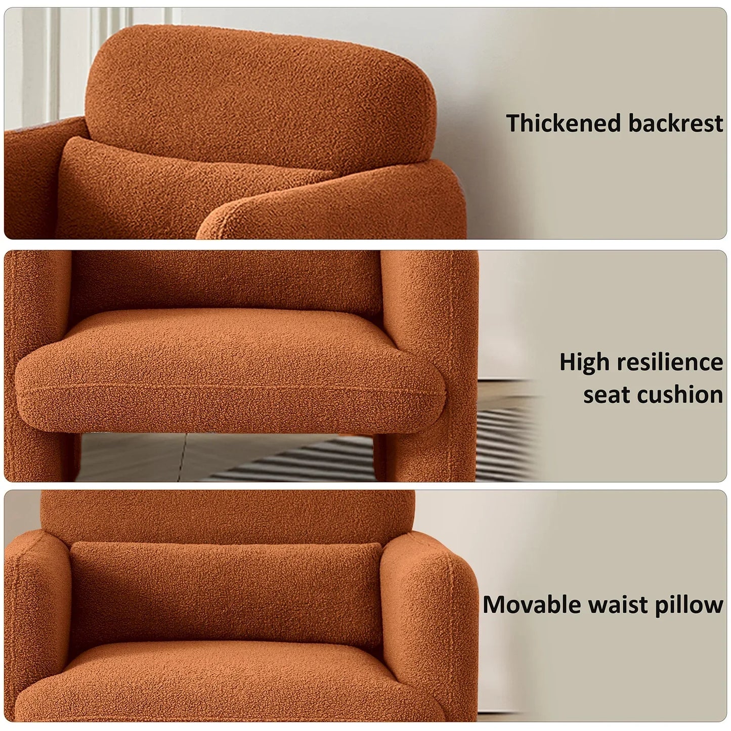 Fauteuil – Lounge Stoel – Zetel – Leesstoel – Scandinavisch Design – Lamsvacht Stoffering – Houten Frame