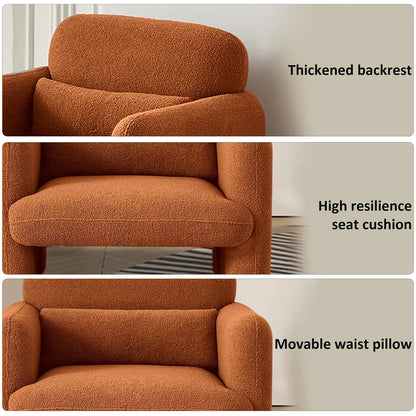 Fauteuil – Lounge Stoel – Zetel – Leesstoel – Scandinavisch Design – Lamsvacht Stoffering – Houten Frame