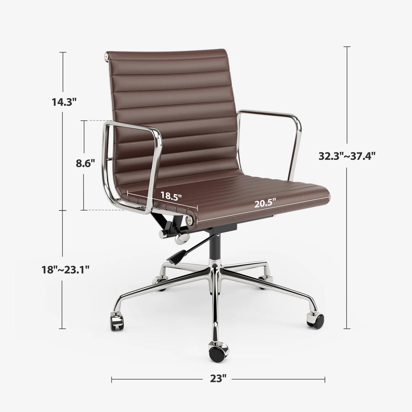 Witte Lederen Bureaustoel – Draaistoel – Ergonomische Stoel – Bureaustoel Verstelbaar – Gaming Stoel – Aluminium Frame – Ribbelpatroon Rugleuning