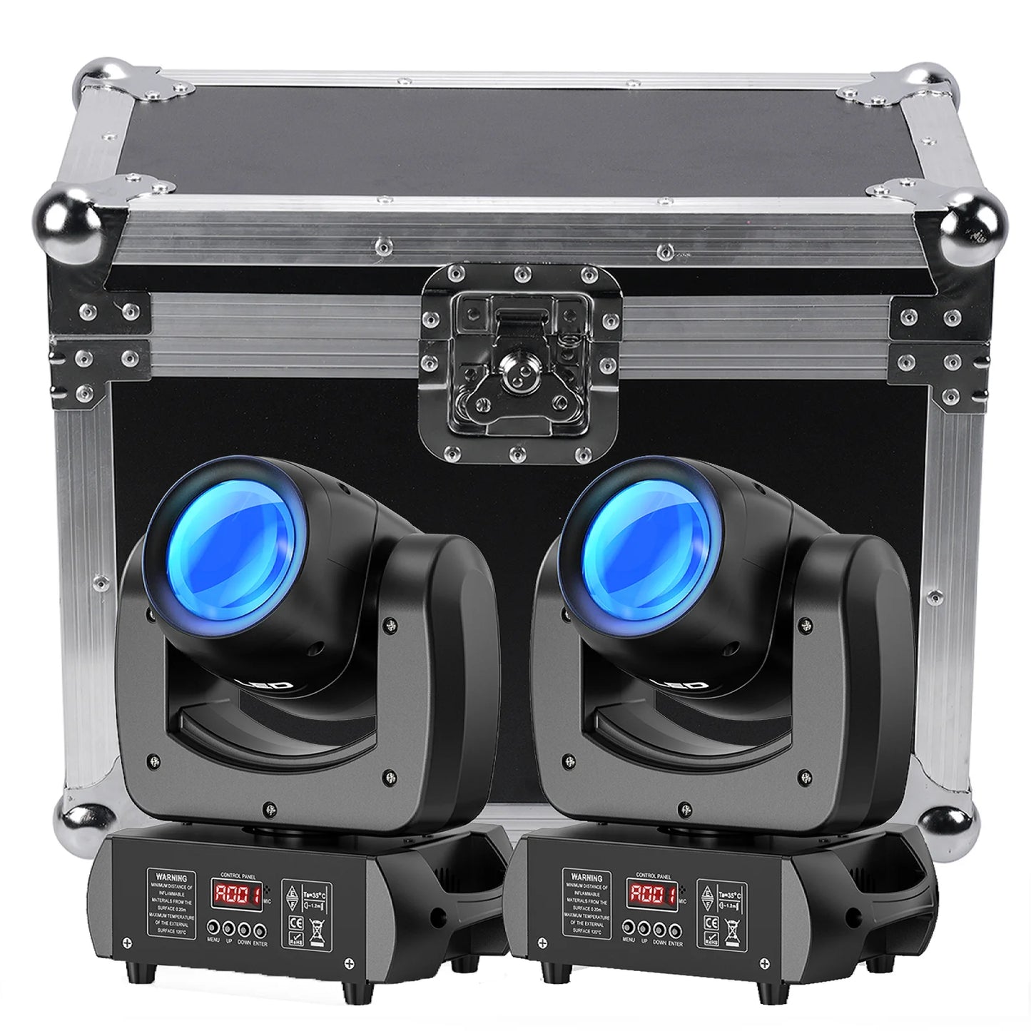 Moving Head Verlichting – Podiumverlichting – DJ Licht – Disco Licht – Party Licht – 2 stuks 100W LED – DMX512 Besturing – Flight Case