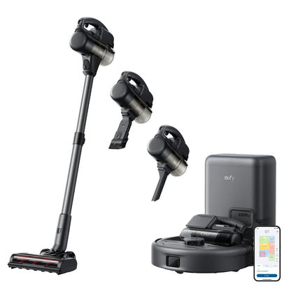 3-in-1 Stofzuiger – Robotstofzuiger – Steelstofzuiger – Handstofzuiger – Zelfledigend Stofreservoir – Krachtige Zuigkracht 30.000 Pa – Zwart EU