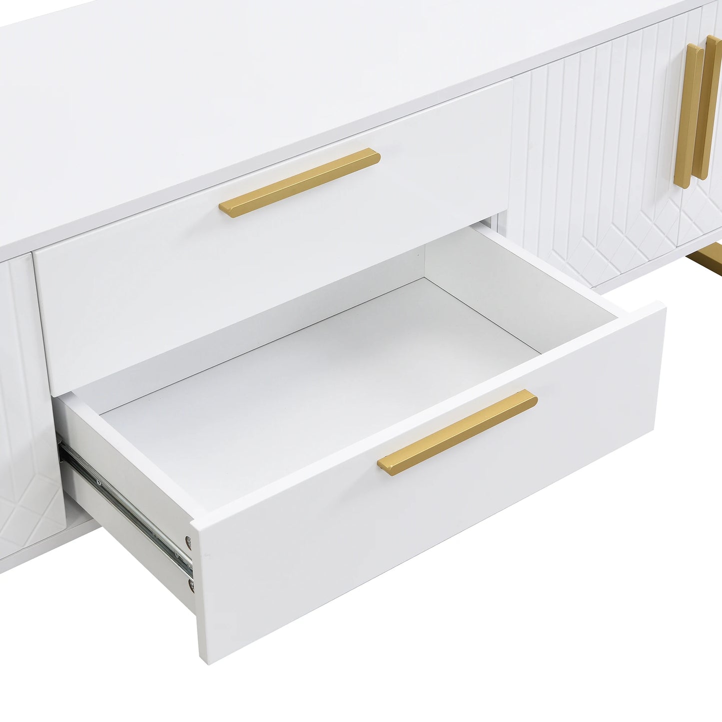 Hoogglans TV-meubel – Tv-kast – Media Meubel – Woonkamerkast – Opbergmeubel – Wit – MDF – 170x40x53 cm – 4 Deuren & 2 Lades