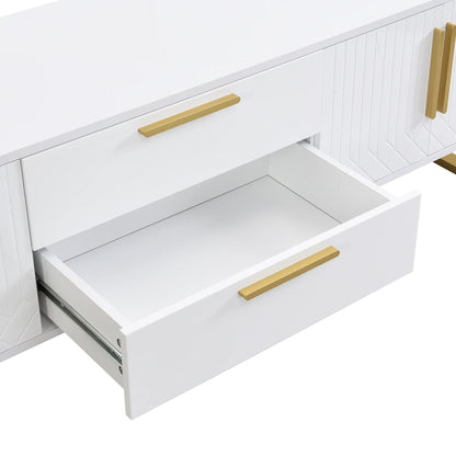 Hoogglans TV-meubel – Tv-kast – Media Meubel – Woonkamerkast – Opbergmeubel – Wit – MDF – 170x40x53 cm – 4 Deuren & 2 Lades