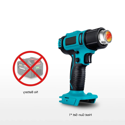 Heteluchtpistool - Verfafbrander – Heatgun - Heteluchtpistool - Draadloos - 2500W - 18V -  50-550°C Instelbaar – LED Temperatuurdisplay – 2 Warmtestanden – Zonder Batterij en Accessoires - QUORE