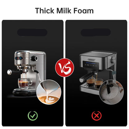 Espressomachine – 20 Bar – Compact Koffiezetapparaat - Semi-Automatisch - 1.1L - 1450W - ESE Pads - en Gemalen Koffie – RVS - Heetwaterfunctie - QUORE