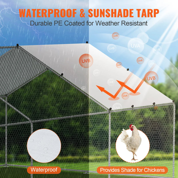 Kippenhok - Metalen Kippenhok - Kippenren - Groot - Inloop Kippenren - 4x3x2m Spire - voor Buiten Achtertuin Boerderij Pluimveehok