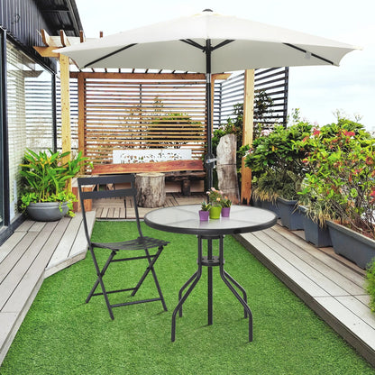 Tuintafel - Tuintafel Rond - Bijzettafeltje - Metaalenbijzettafel - Bistrotafel - Salontafel - met Gat voor Paraplu - voor Terras - Tuin - Ø80 x 72 cm - Zwart - QUORE