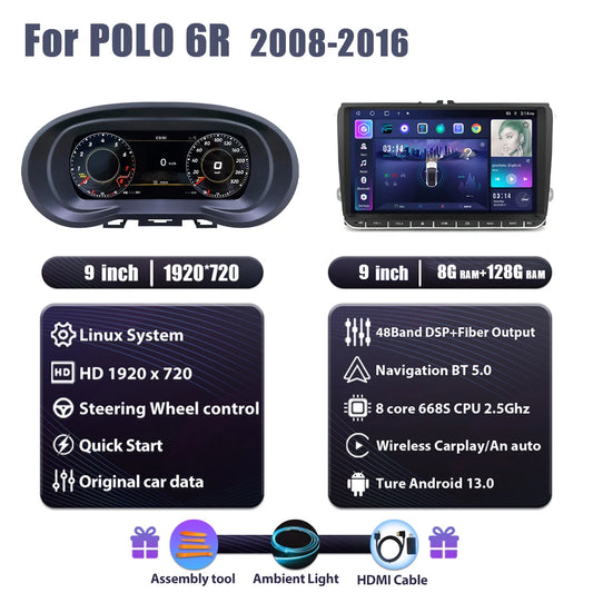 Dashboard Display – Digitaal Dashboard – Auto Display – Navigatiescherm – Multimedia Scherm – 9 Inch HD LCD – Android Speler