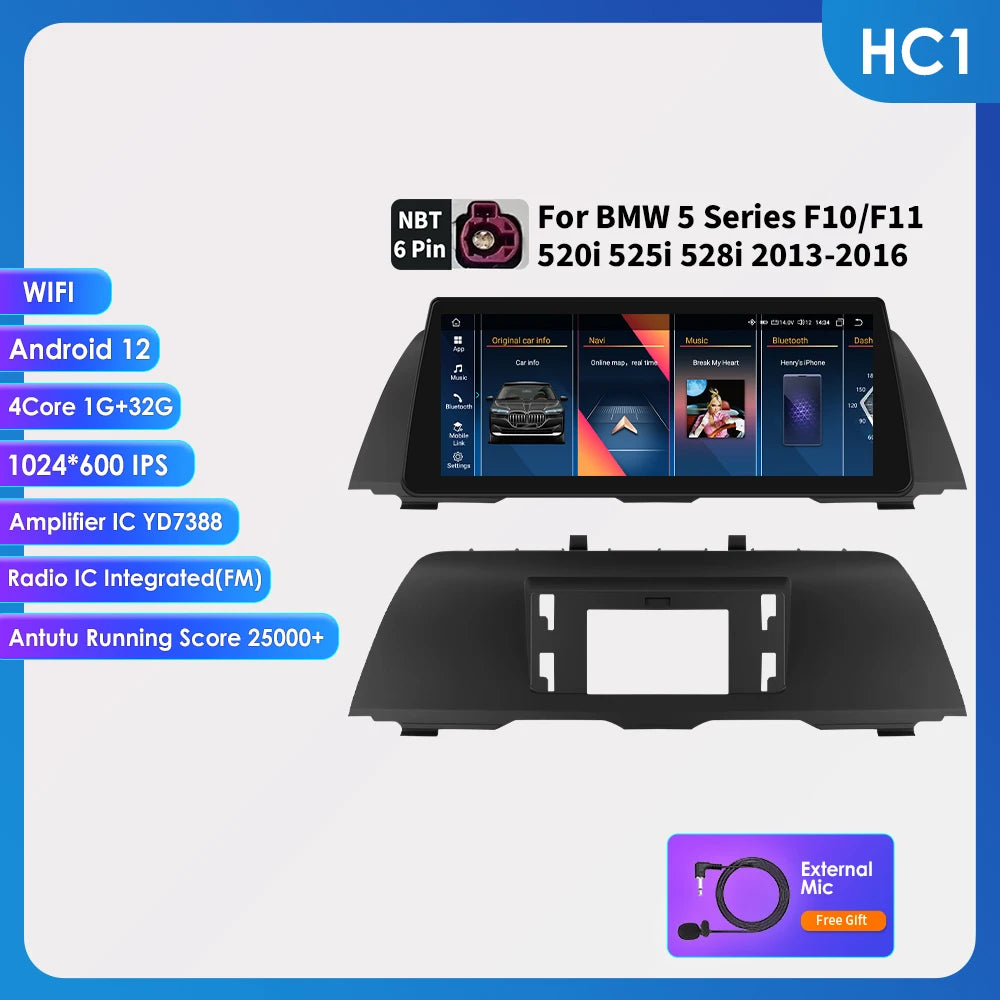 AI Intelligent Player 2din Android Car Radio Multimedia Video Player for BMW 5 Series F10 F11 F12 CIC NBT GPS Nav Carplay 4G RDS