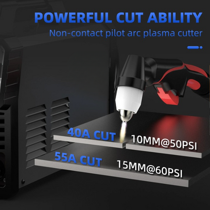 Plasmasnijder – Plasmasnijmachine – Plasma Snijder – Metaalsnijder – 15mm Snijdikte – 55A - Non-Contact Start – 8,8 Kg Gewicht - QUORE