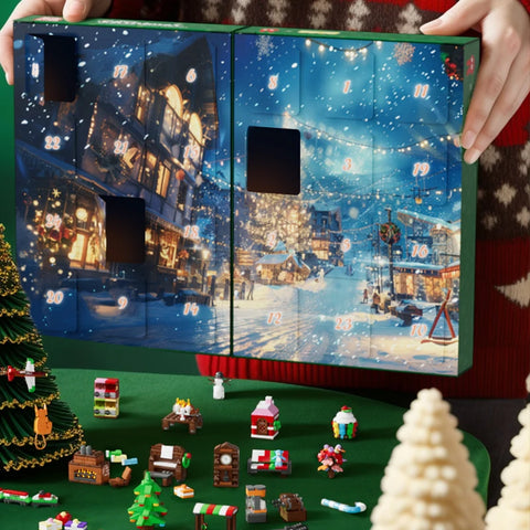 Adventskalender - Kerst Adventskalender - Matrijzenkoning - Kerst Bouwsteen - Assemblage Bouwsteenspeelgoed - Kinderkerstcadeau - Speelgoed - Speelset - Groene Doos