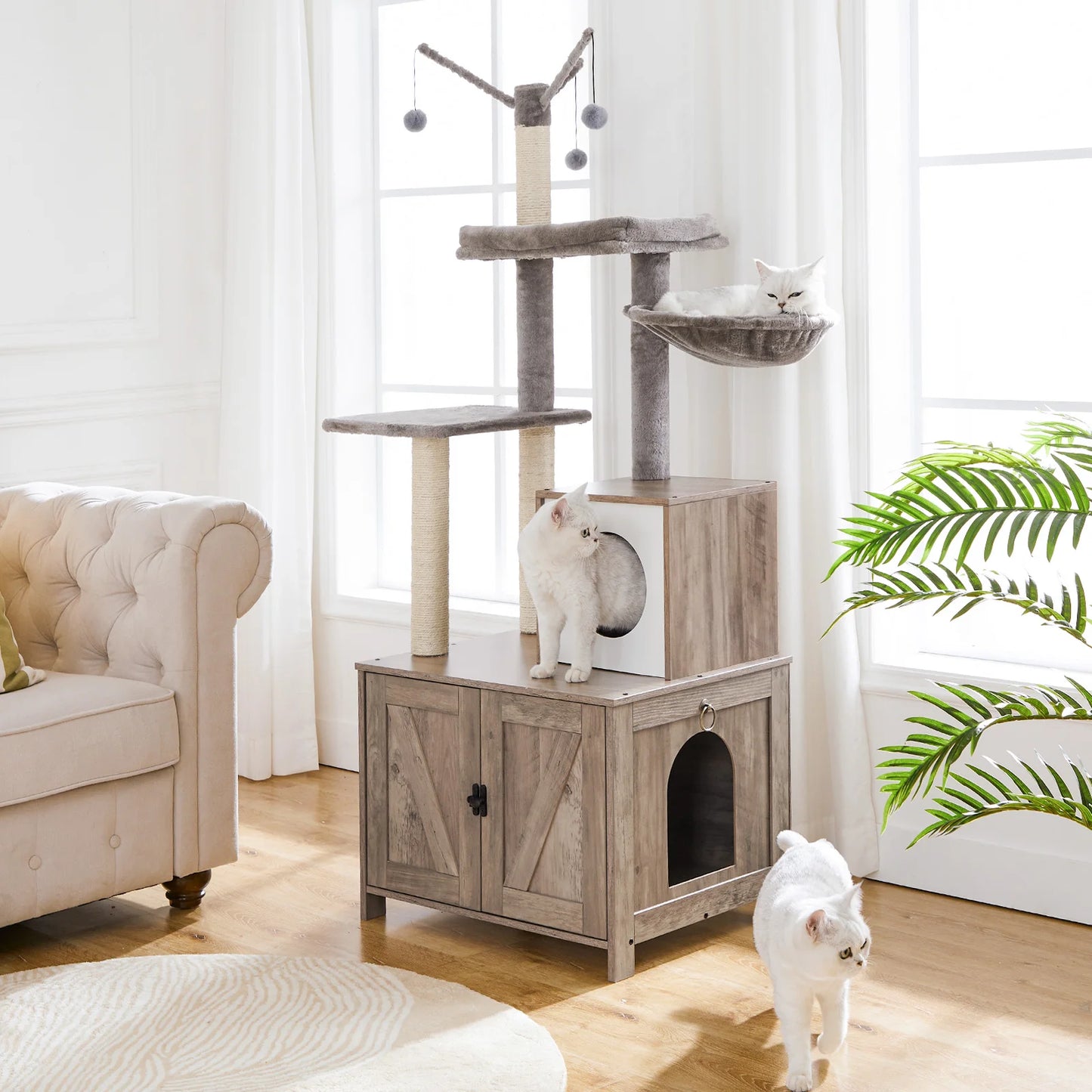 Kattenboom – Kattenmeubel – Klimtoren – Speelton – Kattenbak – 150 Cm Hoog – Sisal Krabplezier