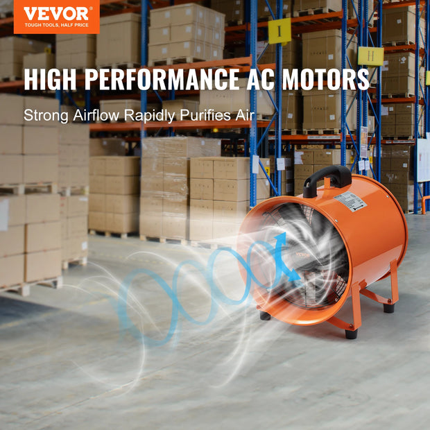 Vevor - Duct Fan - Ventilator - Exhaust Fan - 550W 12inch - with 5M PVC Duct Exhaust Fan for Home Workplace Factory