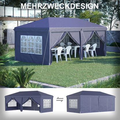 Tuinpaviljoen – Terraspaviljoen – Partytent – Opvouwbaar Paviljoen – Marktkraam – Stalen Frame – Waterbestendig Doek - Blauw