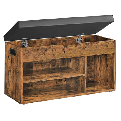 Schoenenkast - Multifunctionele Kast - Houten Schoenenkasten met Opbergruimte - 80 x 44 x 30 cm (B x H x D) -  Dark Khaki - QUORE