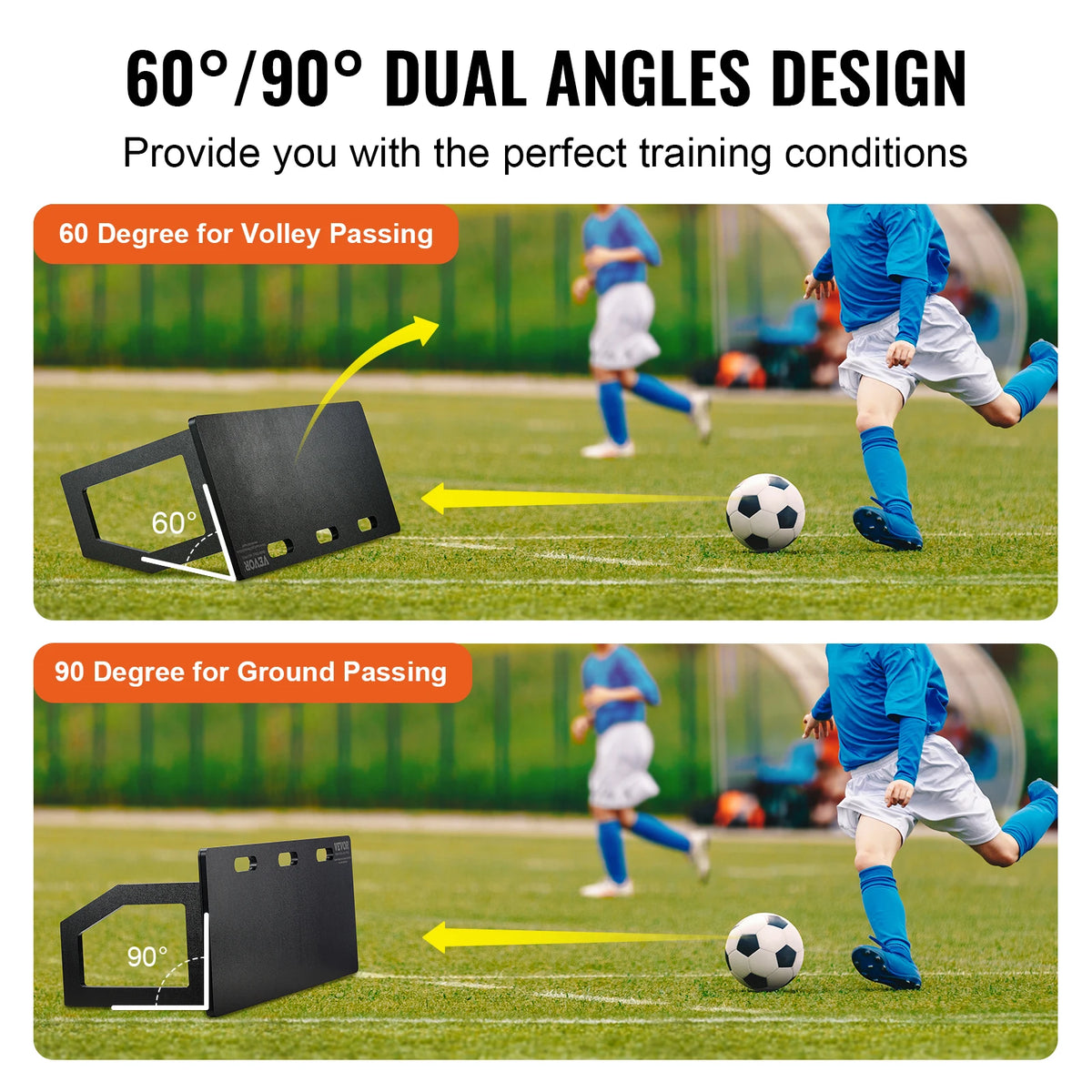 Rebounder - Rebounder Voetbal - Rebounder Bord Voetbal - Voetbal - 45X18 inch - met 2 hoeken Rebound - Opvouwbaar en draagbaar - HDPE Kickback Rebound Board - QUORE