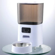 Voerbak - voerbakje kat en hond - 5L Kom - Automatische Kattenfeeder - Met Camera - Voice Recorder - Enkele Kom - Compatibel met WIFI - 20x33x33cm  - Wit