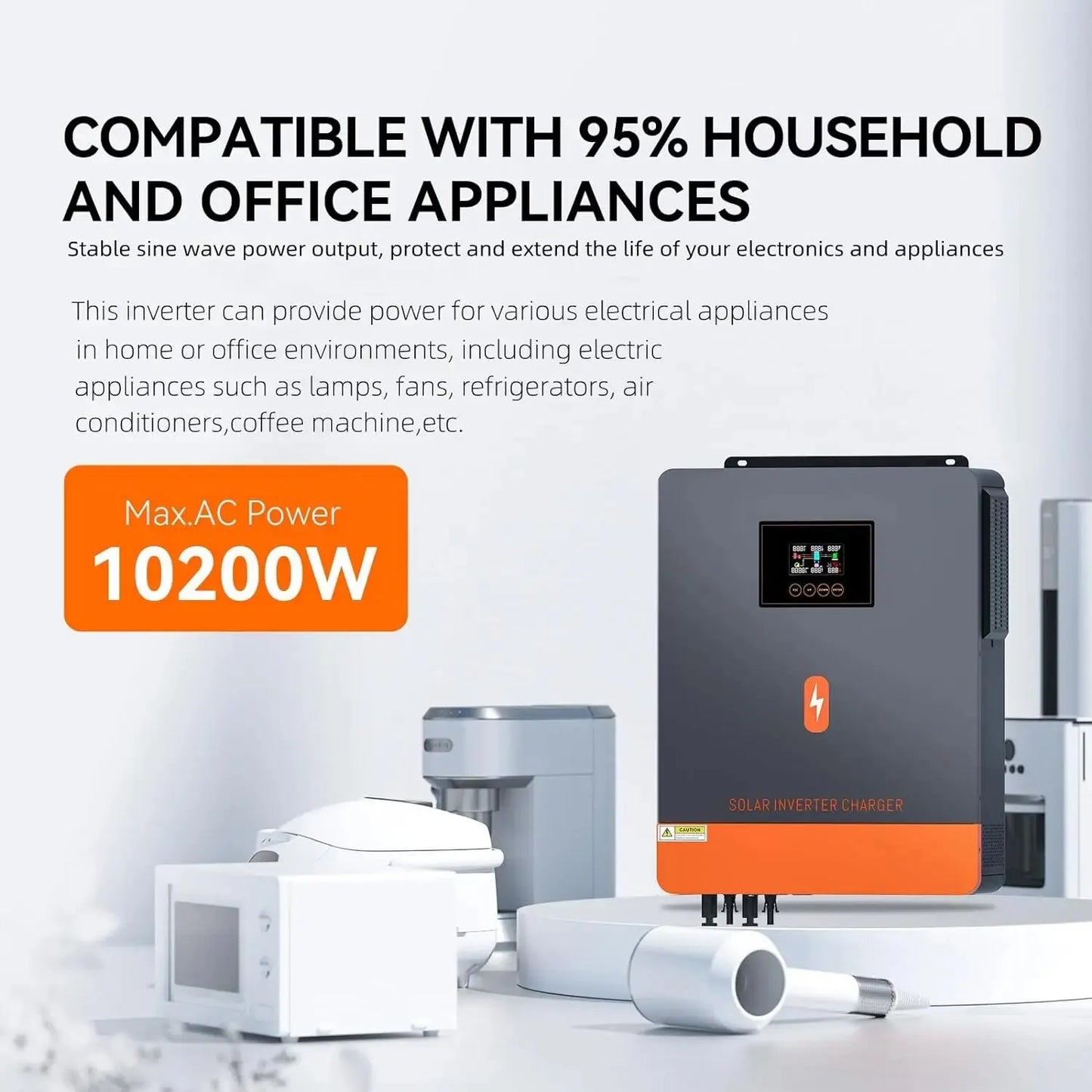 Hybride Zonne-omvormer – Zonne-energie Omvormer – Solar Inverter – Netgekoppelde Omvormer – 10,2 kW – Dual MPPT – Pure Sine Wave Uitgang