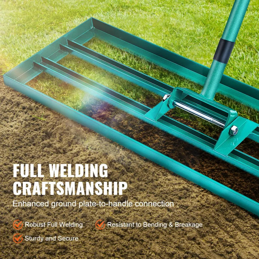 Gazonhark - Bladhark - Hark - Nivelleringshark - Gazon Leveler - Robuuste Bodemplaat - voor Tuin - Golf - Gazon - Achtertuin - Aluminiumlegering - 91.4 x 25.4 x 205 cm - Groen