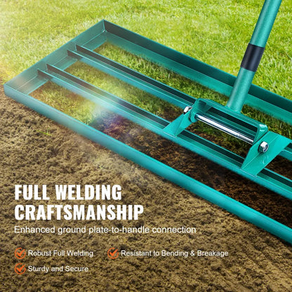Gazonhark - Bladhark - Hark - Nivelleringshark - Gazon Leveler - Robuuste Bodemplaat - voor Tuin - Golf - Gazon - Achtertuin - Aluminiumlegering - 91.4 x 25.4 x 205 cm - Groen