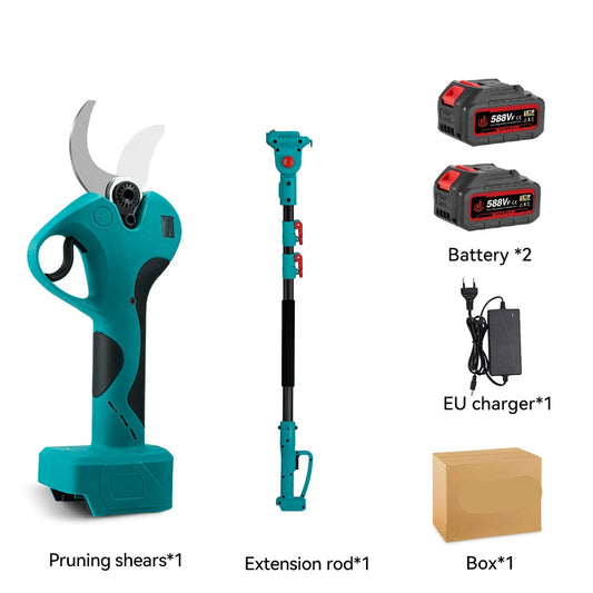 Telescoop Takkenschaar - Elektrische Snoeischaar - Heggenschaar Accu - Borstelloze - 45MM - 2800W - 2-in-1 Tuinschaar - voor Hoge Takken - Met 2 Batterijen en 1 EU Plug