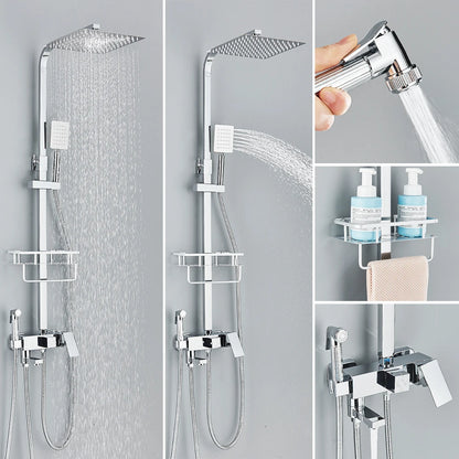 Regendouche - Douchekraan - Douchepaneel - Douche - 8 Inch Douchekop, Inbouw Wandmontage en Opbergplank - Chroom - QUORE