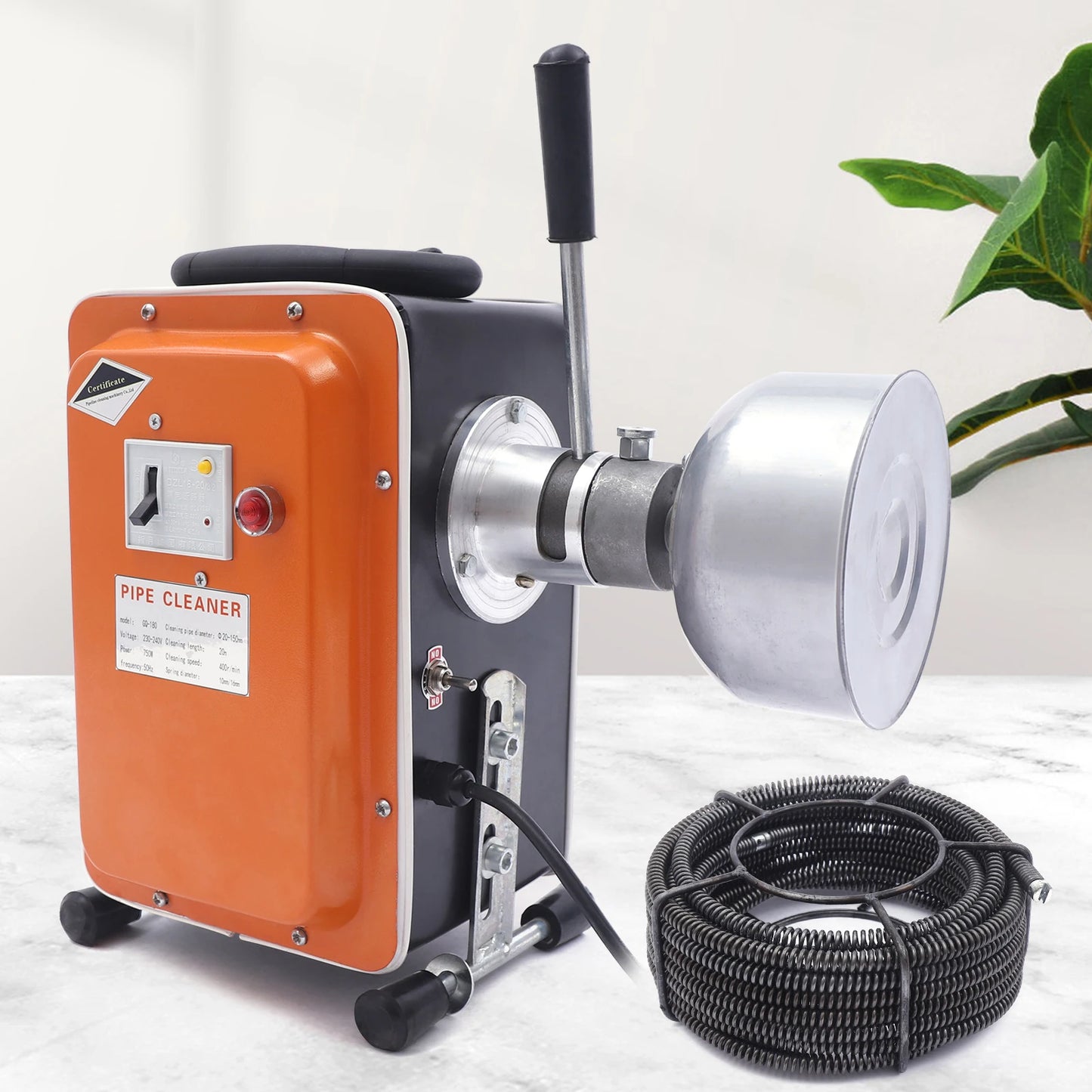 Elektrische Afvoerreiniger – Rioolontstopper – Leidingschroever – Afvoerontstopper – 750W Motor – 20 Meter Spiralen