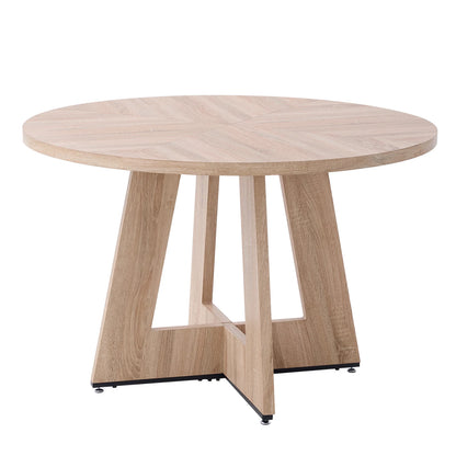 Ronde Eettafel – Eetkamertafel – Tafel Rond – Houten Tafel – Eettafel 120 cm – Massief MDF – Industrieel Metalen Onderstel - QUORE