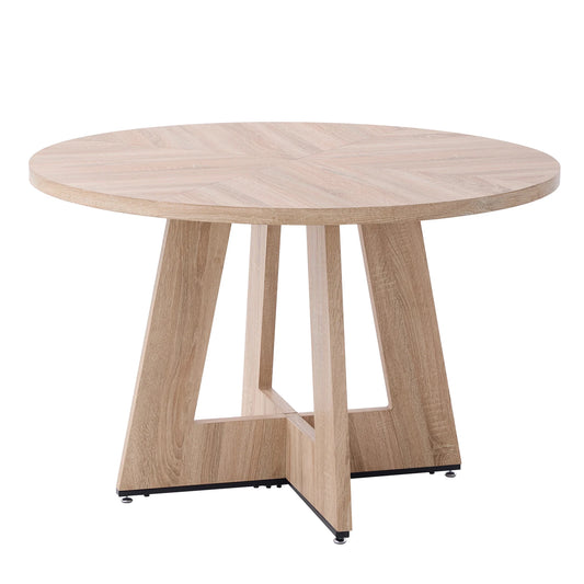 Ronde Eettafel – Eetkamertafel – Tafel Rond – Houten Tafel – Eettafel 120 cm – Massief MDF – Industrieel Metalen Onderstel - QUORE