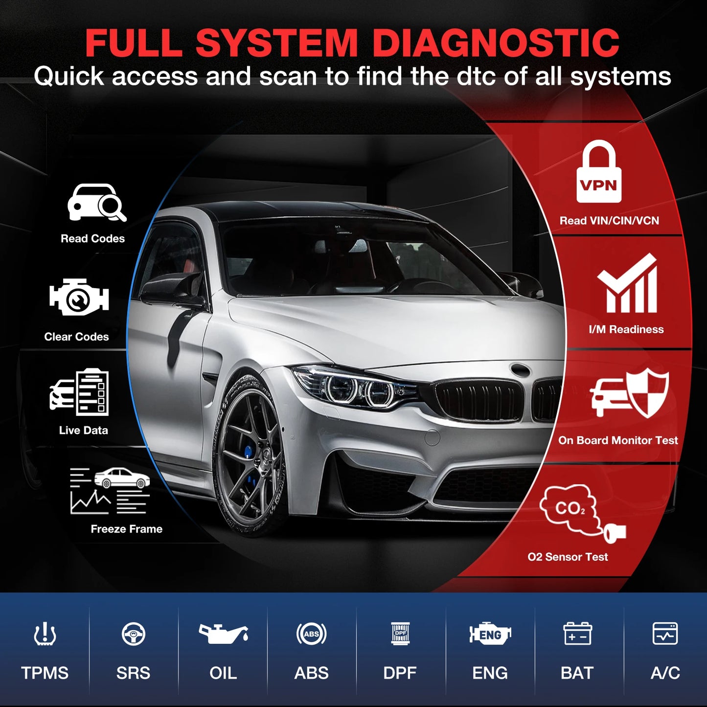 Autodiagnose Scanner – OBD2 Scanner – Foutcode Lezer – Auto Diagnosetool – Live Data Analyse – 3 Resetfuncties – WiFi Updates