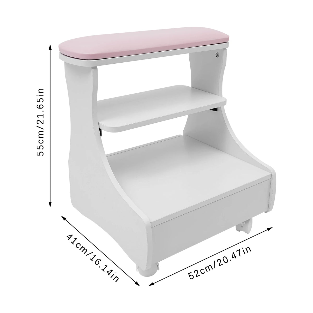 Pedicure Stool -  Nagelbank - Stoel schoonheidssalon - Manicure Chair - Footbath Stool with Wheels - 20kg - Wit