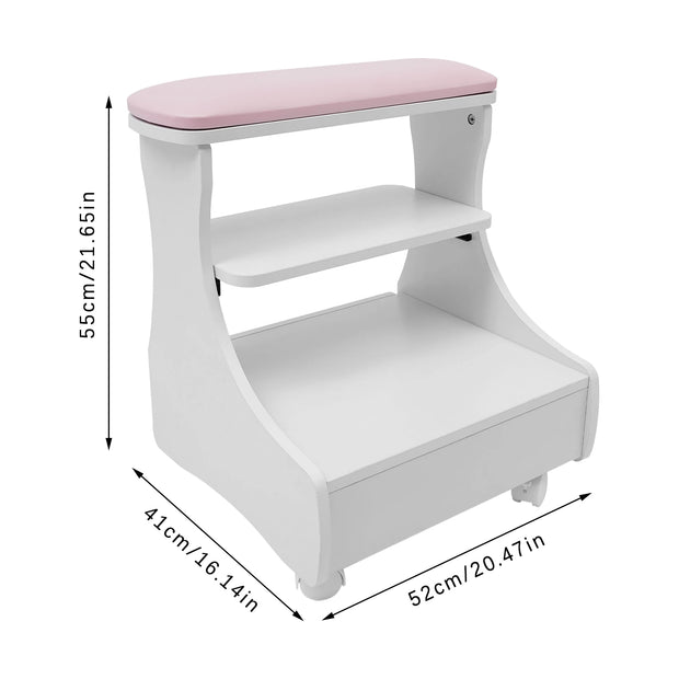 Pedicure Stool -  Nagelbank - Stoel schoonheidssalon - Manicure Chair - Footbath Stool with Wheels - 20kg - Wit