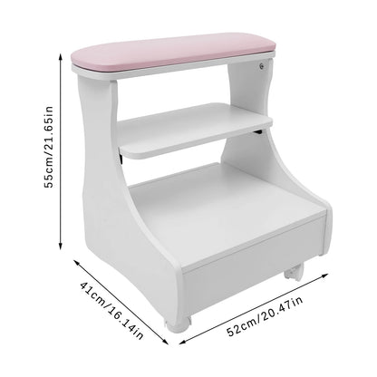 Pedicure Stool -  Nagelbank - Stoel schoonheidssalon - Manicure Chair - Footbath Stool with Wheels - 20kg - Zwart