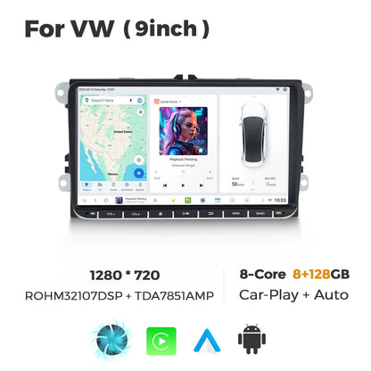 Multimedia 2-DIN Autoradio – DAB+ Radio – Navigatiesysteem – Touchscreen Speler – Bluetooth Audio – 9 Inch Scherm – Wireless CarPlay & Android Auto – Dual Band GPS Navigatie