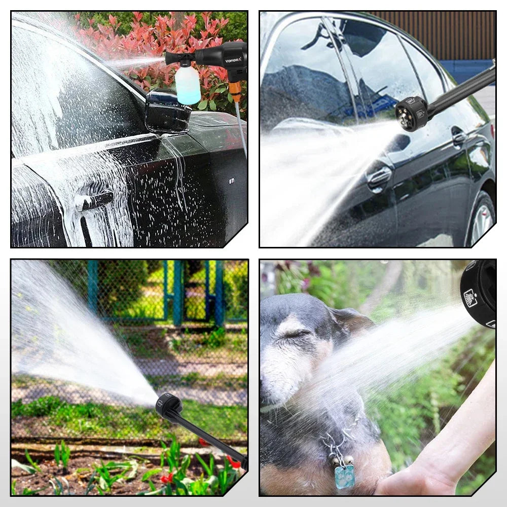 Snoerloze Hogedrukspuit - 6-in-1 - 200 BAR - Krachtige Reiniging - Borstelloze Hogedrukreiniger voor Auto's - Pistool - Elektrische Tuinwas - Watersproeipistool - 2 Accu