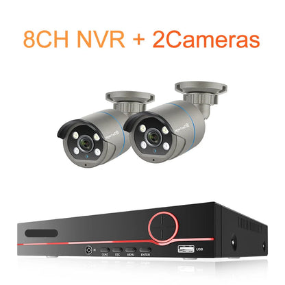 Beveiligingssysteem 8-Kanaals – CCTV Camera Set – IP Camera Systeem – Bewakingscamera Kit – Video Surveillance – 4MP HD Resolutie – AI Gezichtsdetectie & Tweerichtingsaudio - QUORE