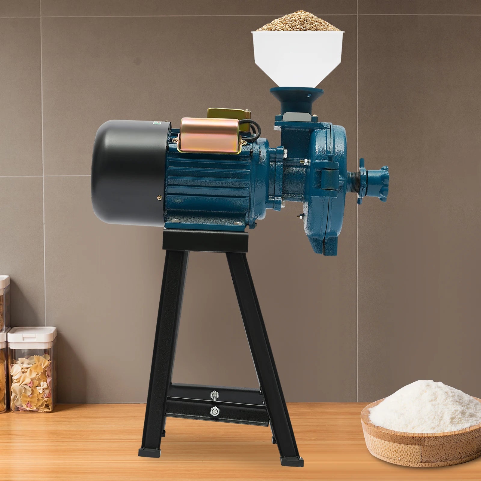 Kruidenmolen Elektrisch - Graanmolen Elektrisch - Grinder - Specerijenmolen - Granenmolen - 2200W - 220V - Elektrische voeder-/rijstmeel-maïsmolen Droge granenmolen - Blauw - QUORE