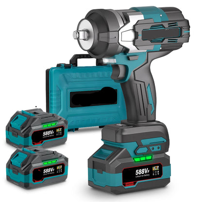 Slagmoersleutel - met Accu - Slagschroevendraaier - 2800Nm - Draadloze - Elektrische Schroevendraaier - Brushless Motor - Met LED - Boormachine - 18V - 1/2 Inch - 2 Accu