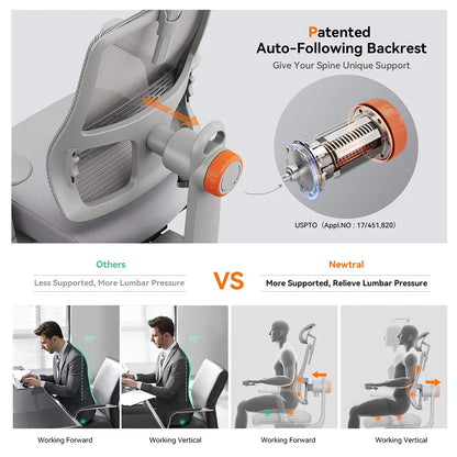 Ergonomische Bureaustoel – Bureaustoel – Werkstoel – Gamestoel – Thuiswerkstoel – Verstelbare Lendensteun – 3D Armleuningen - Zwart