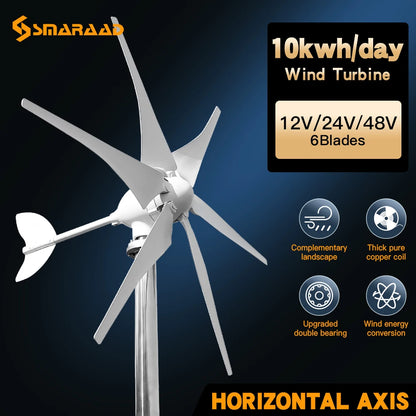Windturbine - Windmolen - Windturbine Generator - Windenergie - 3000W - 24V - met Zonne-energiesysteem - Duurzame en Stille Oplossing - voor Huishoudens en Off Grid Toepassingen