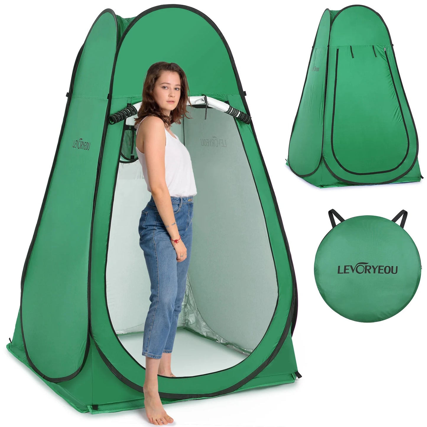 Pop-up Privacy Tent – Outdoor Douche-/Toilet-/Omkleedtent – UV & Waterbestendig – Groen – 120x120x185 cm