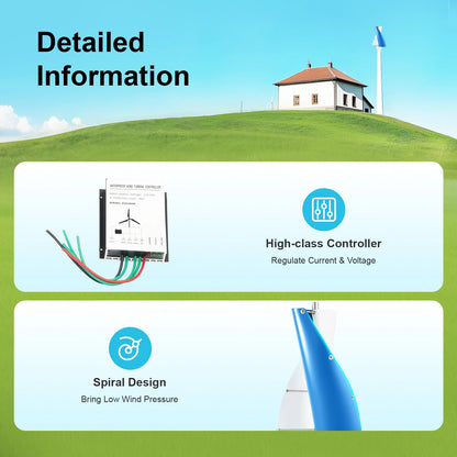 Verticale Windturbine – Windgenerator – Thuisenergie – Duurzame Energie – 100W Vermogen – IP67 Waterdicht