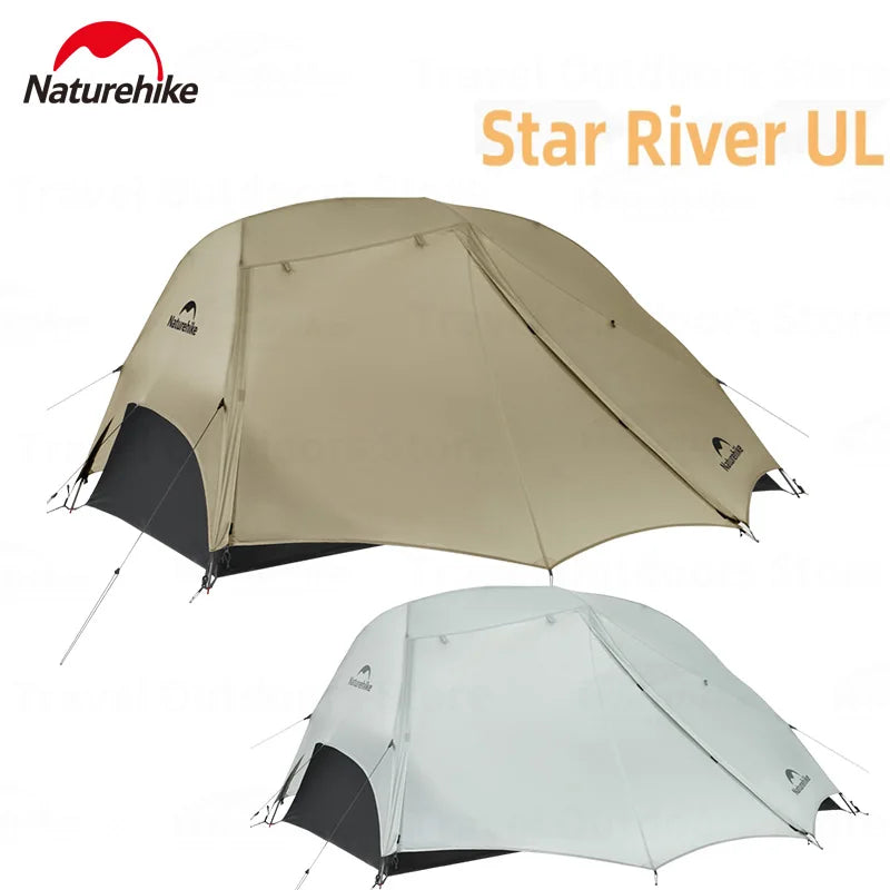 Naturehike Star River UL Camping Tent 15D Silicone 2 Person 3 Seasons Tent Ultralight Portable Outdoor Hiking Tents With Mat