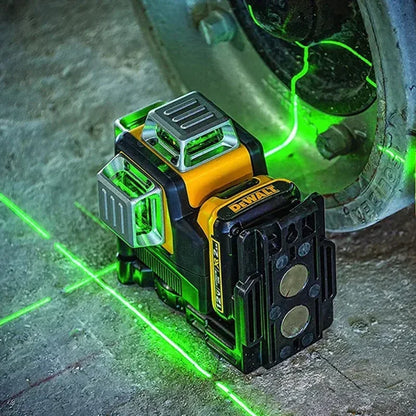 Dewalt - 360° Laserwaterpas - Zelfnivellerend - 3 Niveaus - Groene Stralen - 12 Lijnen - Pulsmodus Uitlijningslaser - Zonder Batterij - Zwart Geel
